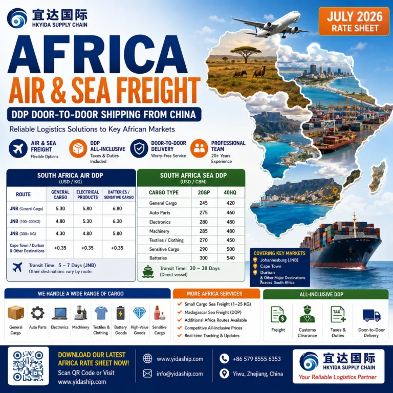 Africa air and sea freight DDP shipping rates from China – YIDA International