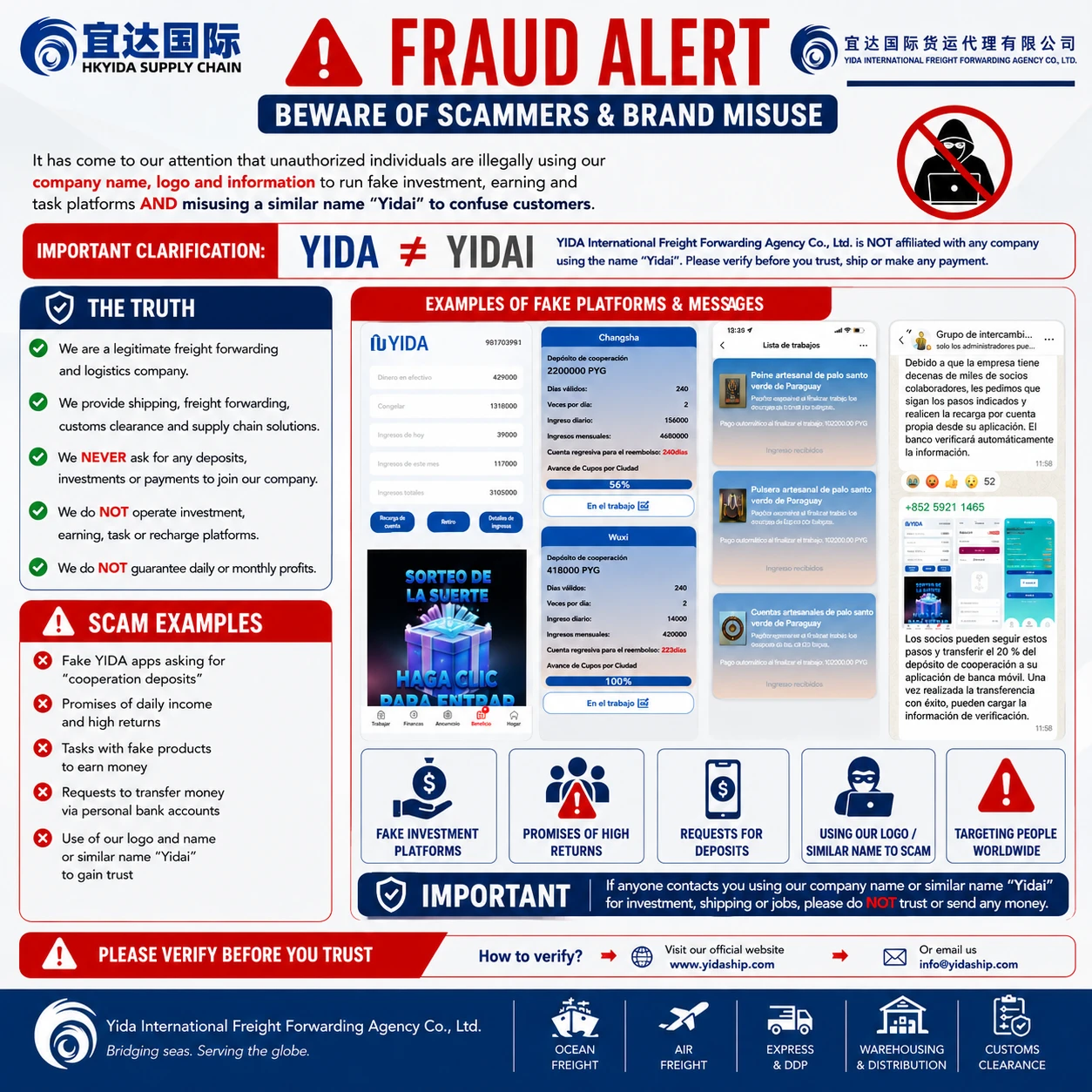 Fraud Alert and Important Clarification